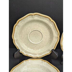 Mikasa Garden Club EC 400 Beige Brown Rim 6 1/4" Saucer Replacement Set of 4